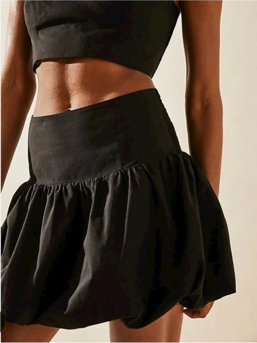 Free People Lula Black Mini Bubble Skirt